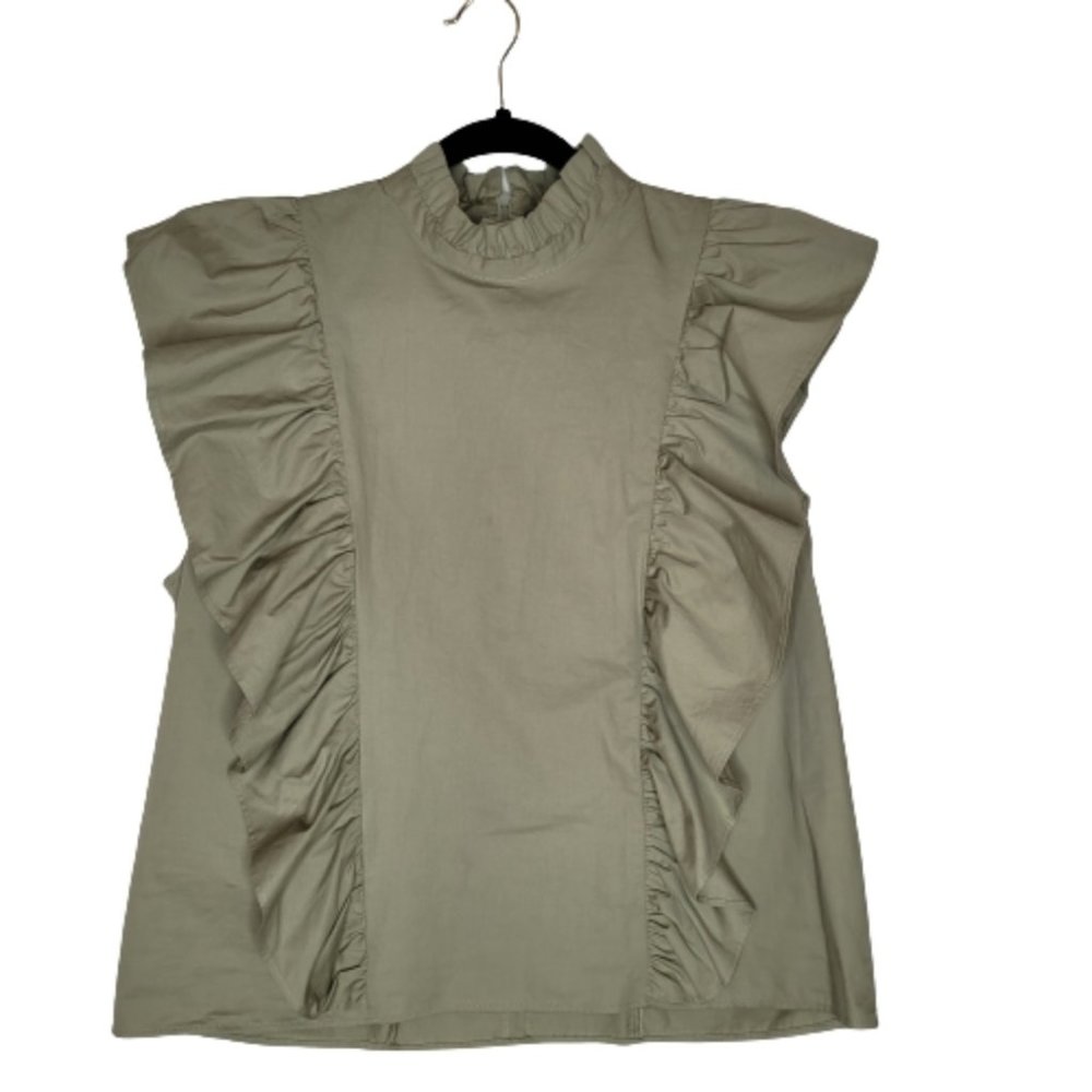 Zara Gree Khaki Ruffle Tank Top